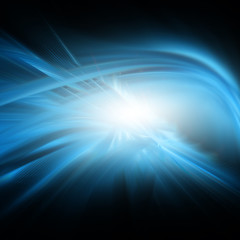 Blue abstract background. Smooth waves and blur, gentle blur and light