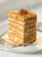 Honey cake with sour cream