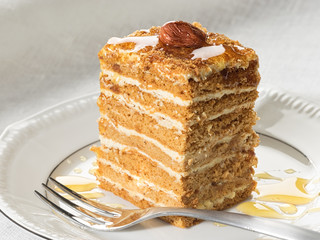 Honey cake with sour cream