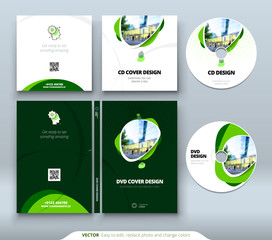 CD envelope, DVD case design. Orange Corporate business template for CD envelope and DVD case. Layout with modern triangle elements and abstract background. Creative vector concept