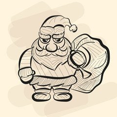 Vector old Santa hand drawn sketch