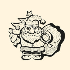 Vector old Santa hand drawn sketch