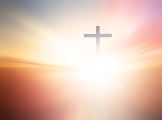 abstract blurred christ cross sunset