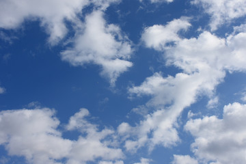 青空と雲と飛行機「空想・雲のモンスターたち」（睨みつける、睨みあう、無視するなどのイメージ）