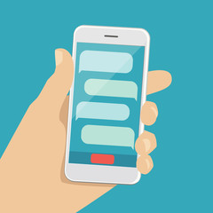 Human hand with smartphone. Modern flat design