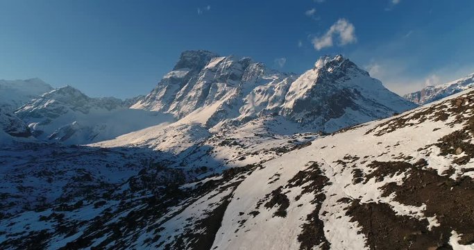 Large Snowy Rock Formations Andes Mountains Cajon de Maipo Chile
