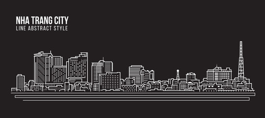 Cityscape Building Line art Vector Illustration design - Nha_Trang_city