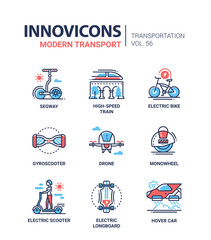 Modern transport - line design icons set
