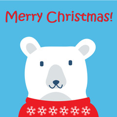 Christmas card template. illustration with polar bear. New Year collection. Greeting seasonal for scrapbooking and invitations. Merry Christmas Candy cane. Polar white bear