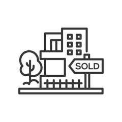 Sold sign - line design single isolated icon