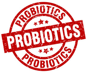 probiotics round red grunge stamp