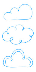 Collection of hand drawn cloud icons. Vector.