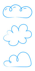 Obraz premium Collection of hand drawn cloud icons. Vector.