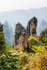 View of fantastic quartz sandstone pillars (Avatar Mountains)
