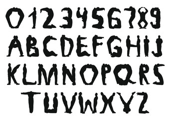 Alphabet made from People Silhouettes (Latin)