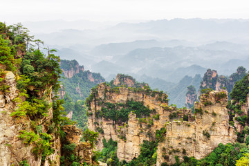 Fototapeta na wymiar Scenic narrow and towering wall of rock (Avatar Mountains)