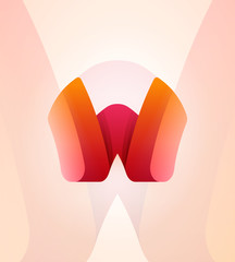 Vector abstract letter W logo template. Material design style