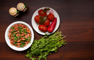 Lobio Georgian dish with red beans, spices and herbs.