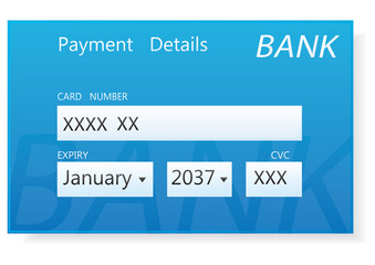 Payment blue bank card - isolated on white background - art vector