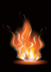 Bonfire with a bright flame - on a black background - art creative modern vector