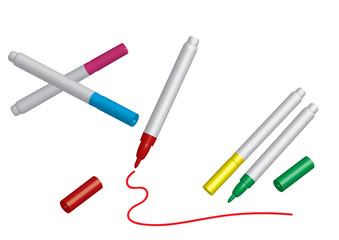 set of markers - isolated on white background - vector