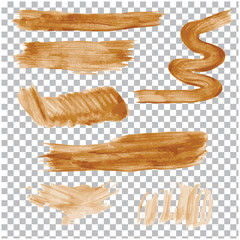 Set of different shapes - A brush stroke in multi-layered shades - watercolor - isolated on white background - art vector