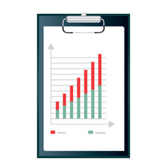 Clipboard with a growth dynamics graph - isolated on a white background - vector