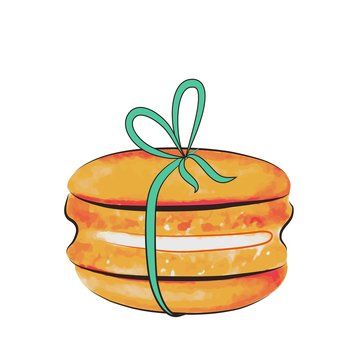 vector watercolor makarun gift on white background