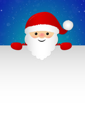 Christmas background with happy Santa Claus and copyspace. Vector.
