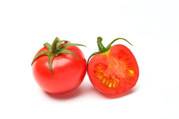 small tomatoes isolated on white background