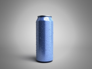 Metal Aluminum Beverage Drink Can 3d render on grey