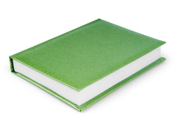 green organizer spiral notebook paper book isolated over white background