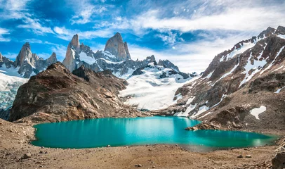 Fotobehang Cerro Chaltén Fitz Roy-berg en Laguna de los Tres, Patagonië, Argentinië
