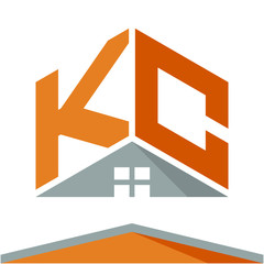 icon logo for construction business with the concept of roofs and combinations of letters K & C