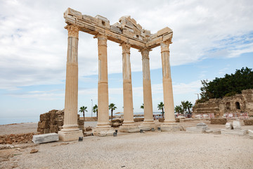 Columns of an ancient Greek temple, ruins