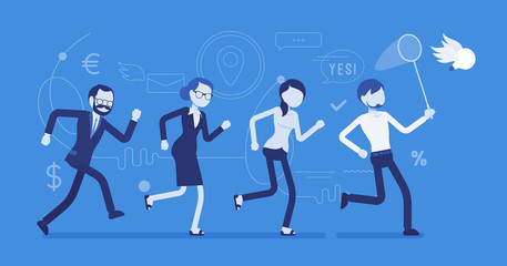 Team chasing an idea illustration