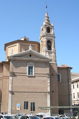 Side and bell tower of Roman church in Ancona, Marche, Italy