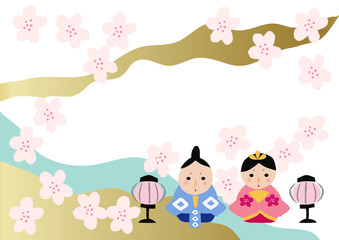 春のイメージ。ひな祭り。ひな人形。和柄。日本文化。