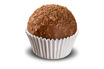 Traditional Brazilian brigadeiro isolated on white background
