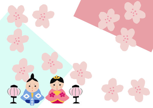 春のイメージ。ひな祭り。ひな人形。和柄。日本文化。