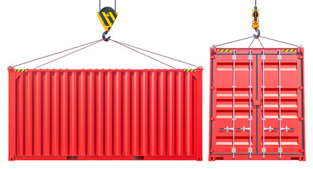 Red Shipping Cargo Container With Hook