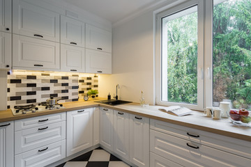 Kitchen with classic cabinets