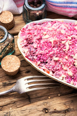Salad with beets and herring