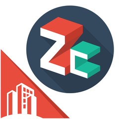 icon logo initials letters with isometric perspective style, with a combination of letters Z & C