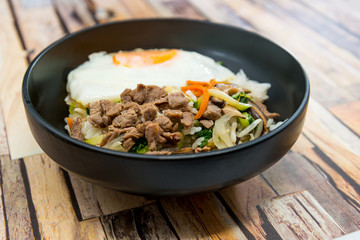 Handmade Korean bibimbap ready to eat