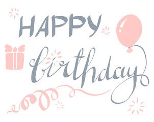 Happy Birthday typographic vector design for greeting cards, Birthday card, invitation card. Isolated birthday text, lettering composition. Vector Illustration eps.8