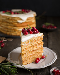 Honey nut ginger and carrot cake decorated with cranberries and rosemary. Perfect Christmas baked goods that you want to eat!)