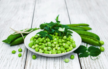 green peas on a table