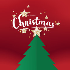 Merry christmas and Happy New Year greeting card typography flyer template with lettering. Poster, card, label, banner and reindeer design. Vector illustration