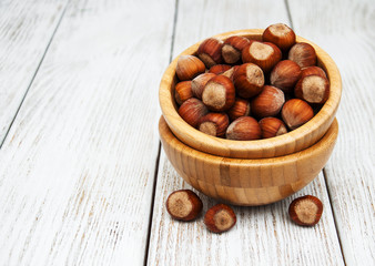 Bowl with hazelnuts